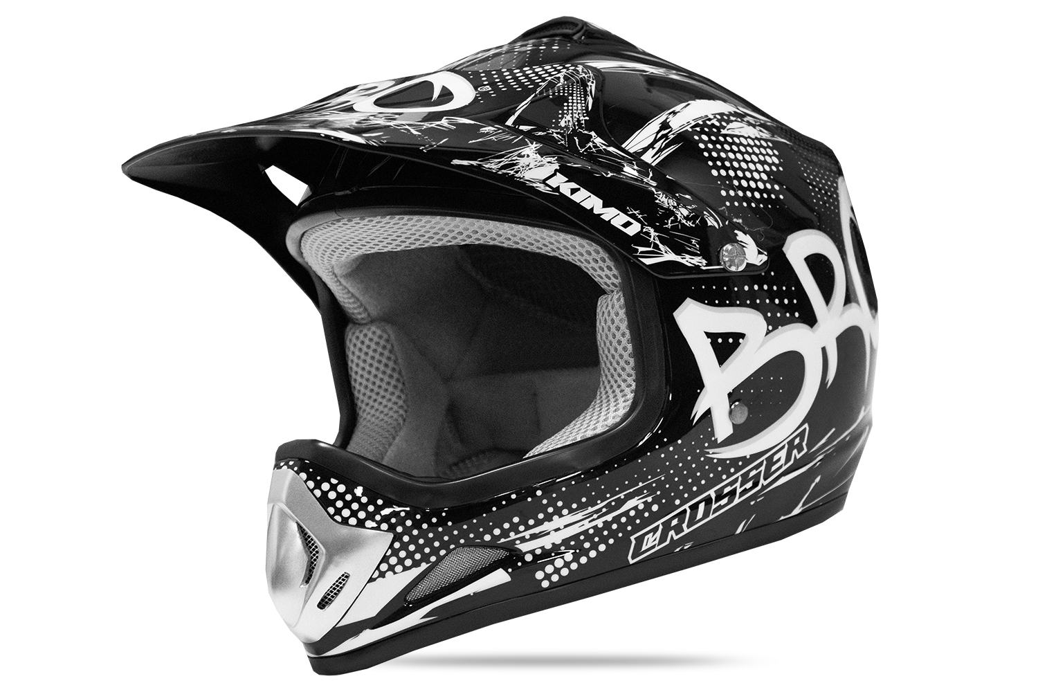 KIMO BRO Kinder Crosshelm Motocross Kinderhelm Schwarz