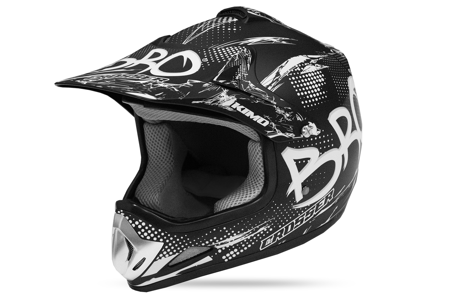KIMO BRO Kinder Crosshelm Motocross Kinderhelm Schwarz Matt