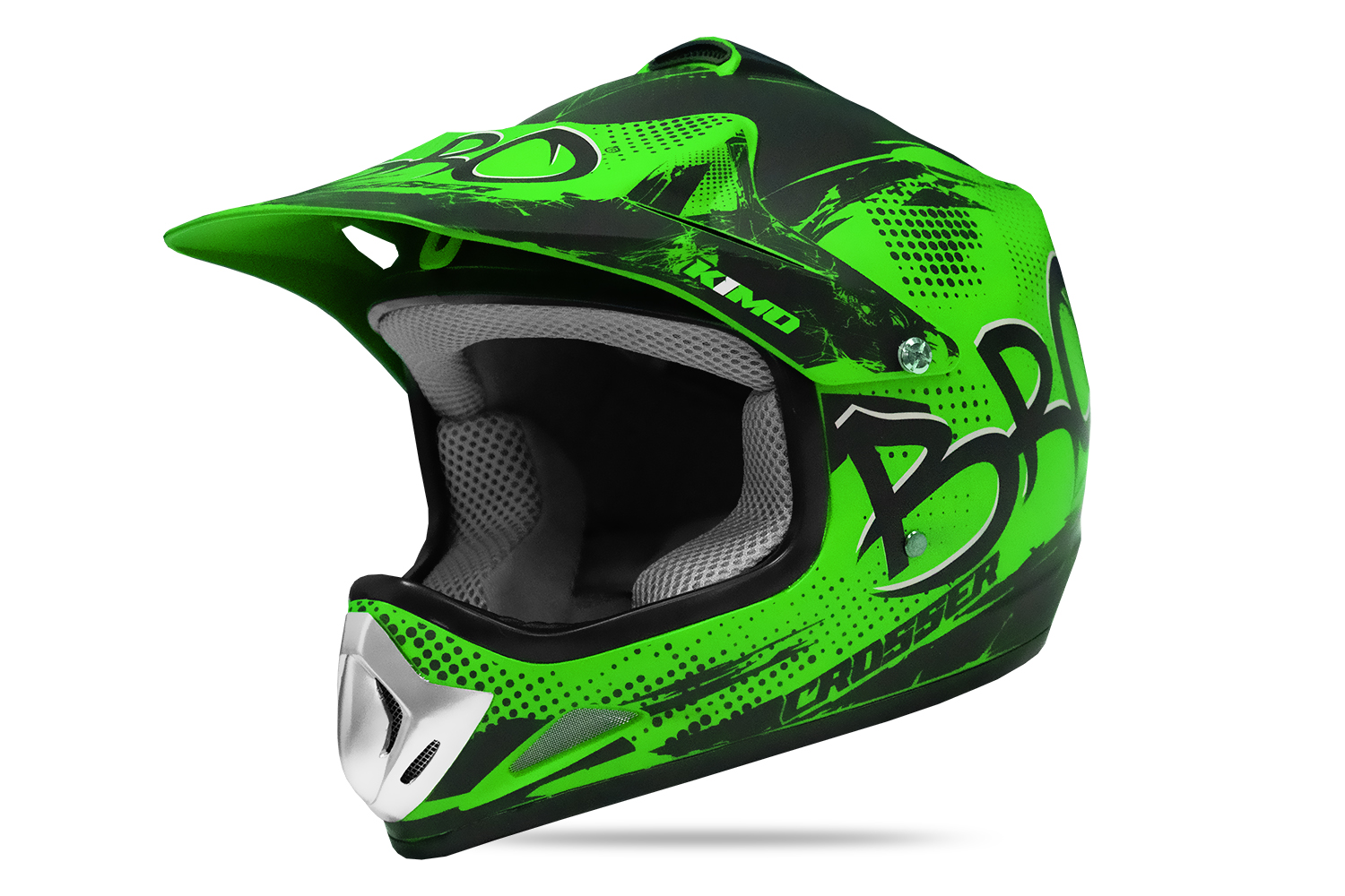 KIMO BRO Kinder Crosshelm Motocross Kinderhelm Grün Matt