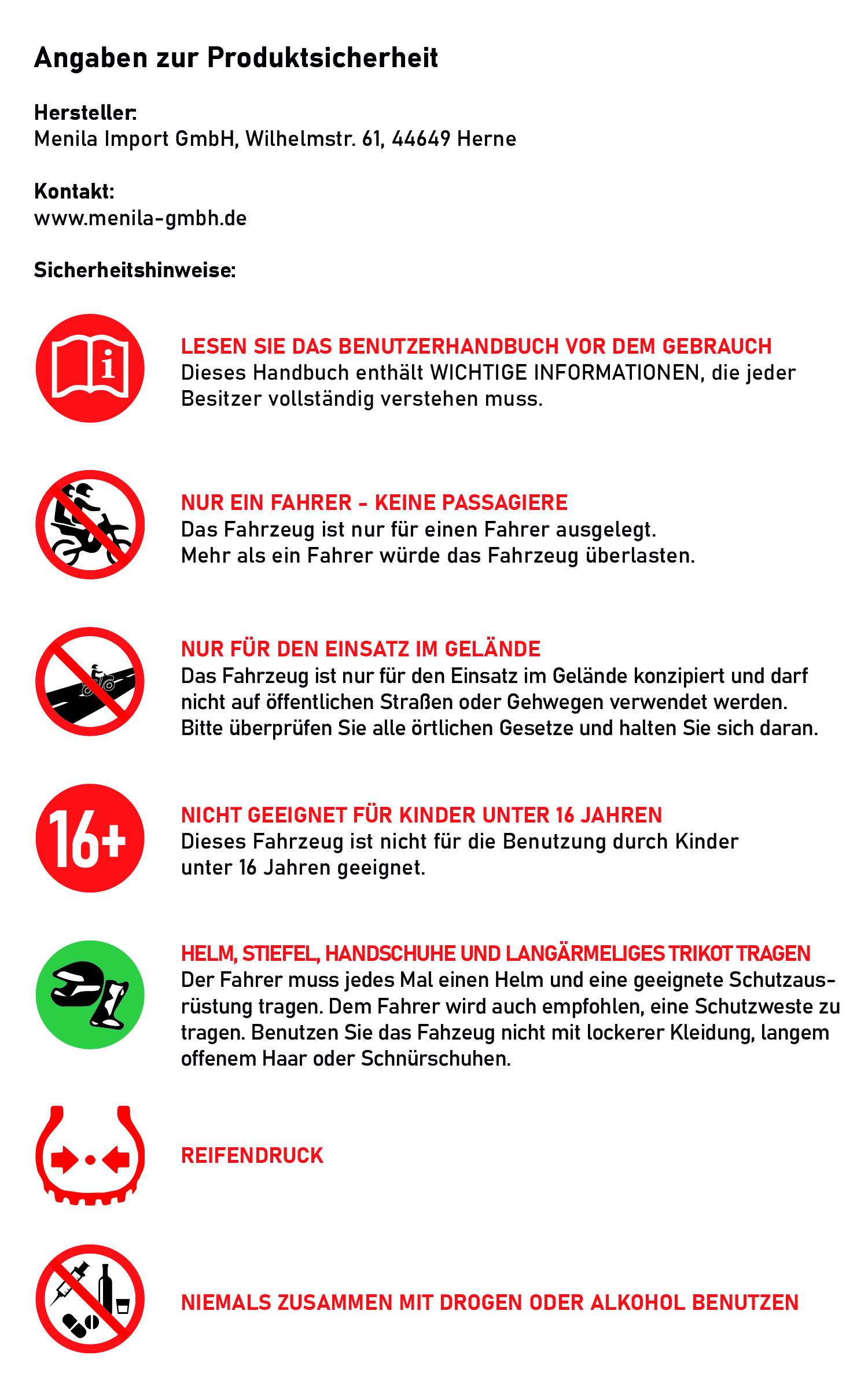 Sicherheitshinweise Dirtbikes